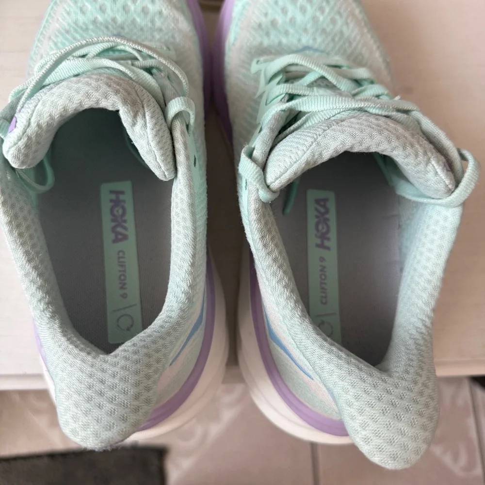 Hoka Clifton 9 Running Shoes Women's Size 6.5B Sunlit Ocean/Lilac Mist Mesh - Picture 6 of 8